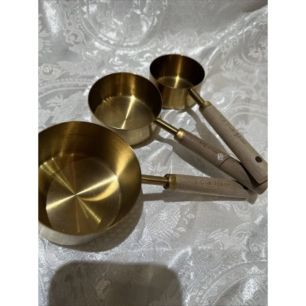 Stainless Steel Measuring Cups Spoons Gold Tone